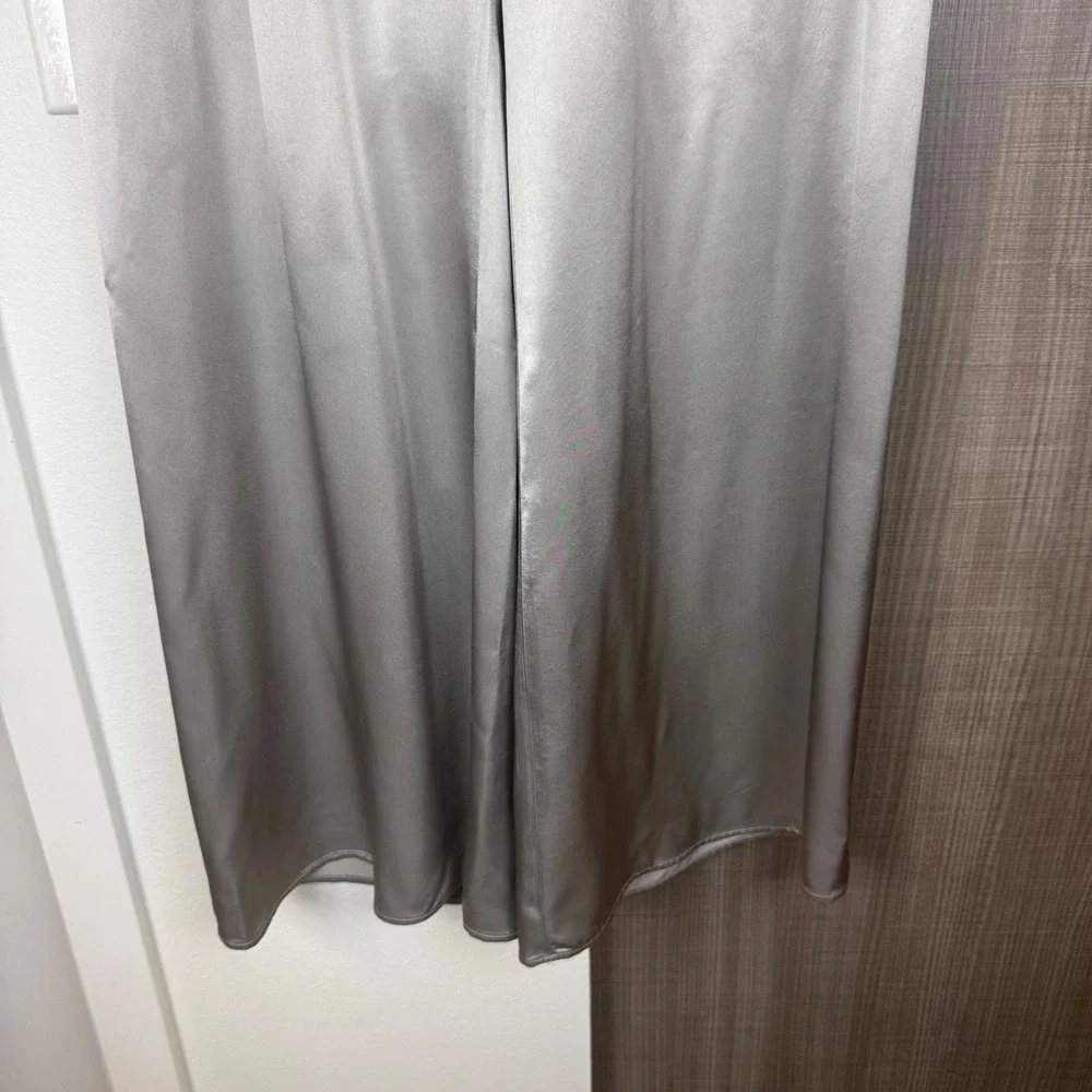 J. Crew Silver Cosmo Pull On Pant Luster Charmeuse Relaxed Fit Satin Medium Tall